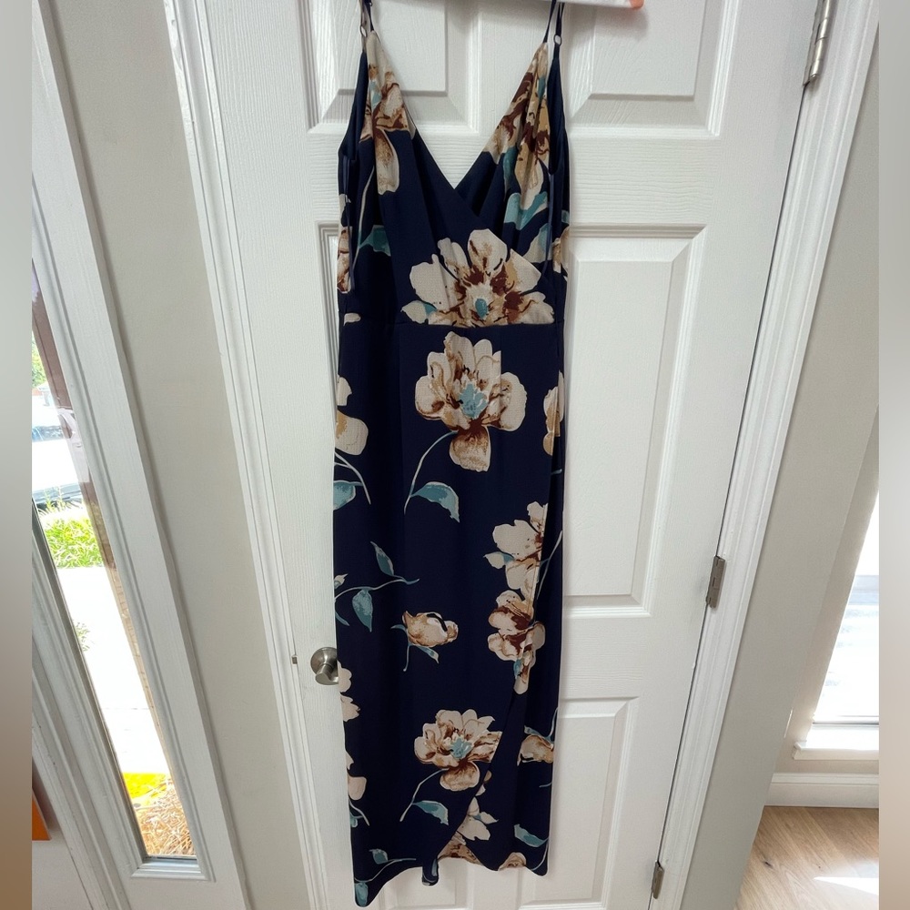 Navy floral maxi spaghetti strap dress